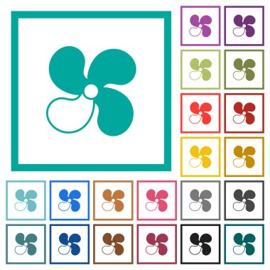 Otomobil fan seviyesi 3 düz renk simgeleri beyaz arkaplanda çeyrek çerçeve ile