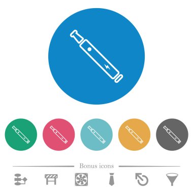 Elektronik sigara izmaritleri yuvarlak renkli arka planlarda düz beyaz simgeler. 6 bonus simgesi dahil.