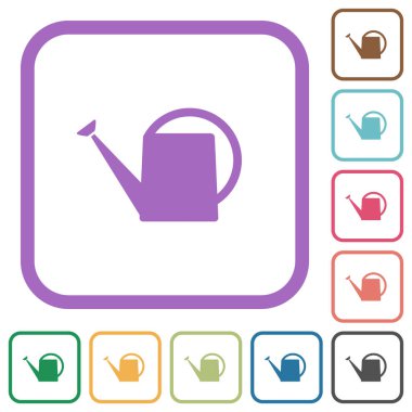 Sulama, beyaz arkaplanda renkli yuvarlak kare çerçeveler halinde basit simgeler oluşturabilir