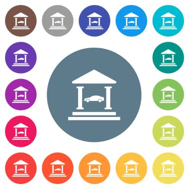 Araba kredisi, düz beyaz simgeler, yuvarlak renkli arka planlar. 17 arkaplan renk varyasyonu dahil.