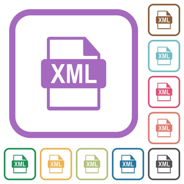 Xml Bestandsformaat Eenvoudige Pictogrammen Kleur Afgeronde Vierkante Frames Witte Achtergrond — Stockvector