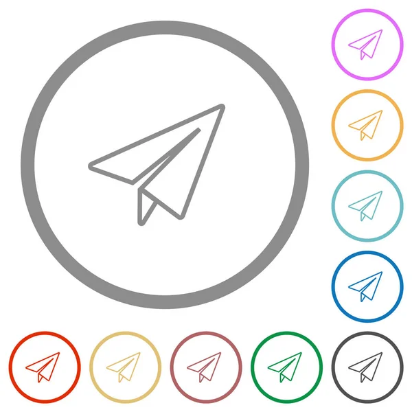 Paper Plane Outline Flat Color Icons Outlines White Background — ストックベクタ