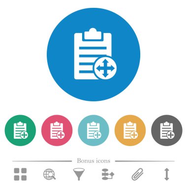 Düz beyaz simgeleri yuvarlak renk arkaplanlarına taşı. 6 bonus simgesi dahil.