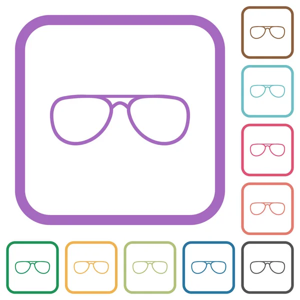 Brille Einfache Symbole Farbe Abgerundeten Quadratischen Rahmen Auf Weißem Hintergrund — Stockvektor