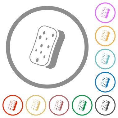 Beyaz arkaplanda yuvarlak ana hatlarla sünger düz renk simgeleri