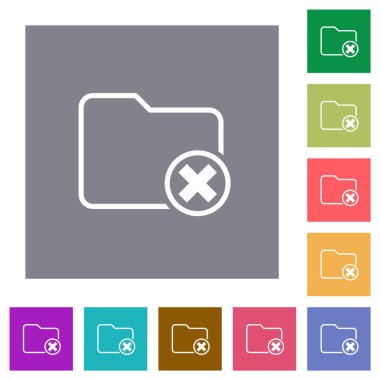 Dizin düz simgeler basit renkli kare arka planlar üzerinde iptal