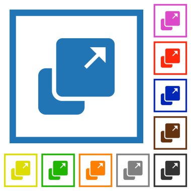 Beyaz arkaplanda kare çerçevelerdeki düz renk simgelerini genişlet