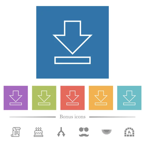 Descargar Esquema Iconos Blancos Planos Fondos Cuadrados Iconos Bonificación Incluidos — Vector de stock