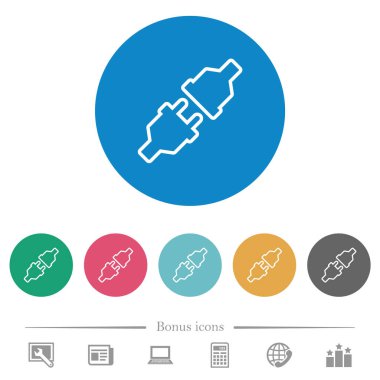 Kablosuz güç bağlantıları yuvarlak renkli arkaplanlarda düz beyaz simgeler çiziyor. 6 bonus simgesi dahil.