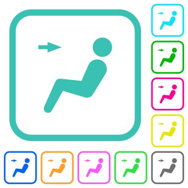 Araba hava akışı yönü beyaz zemin üzerinde eğimli sınırlarda baş canlı renkli düz simgeler