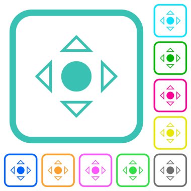 Kaydırma aracı beyaz arkaplan üzerindeki eğimli sınırlarda canlı renkli düz simgeleri değiştir