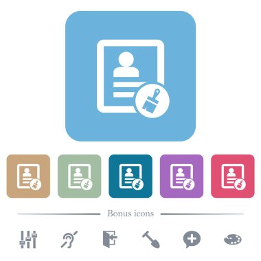 Renkli yuvarlak kare arkaplan üzerine beyaz düz simgeler yapıştır. 6 bonus simgesi dahil