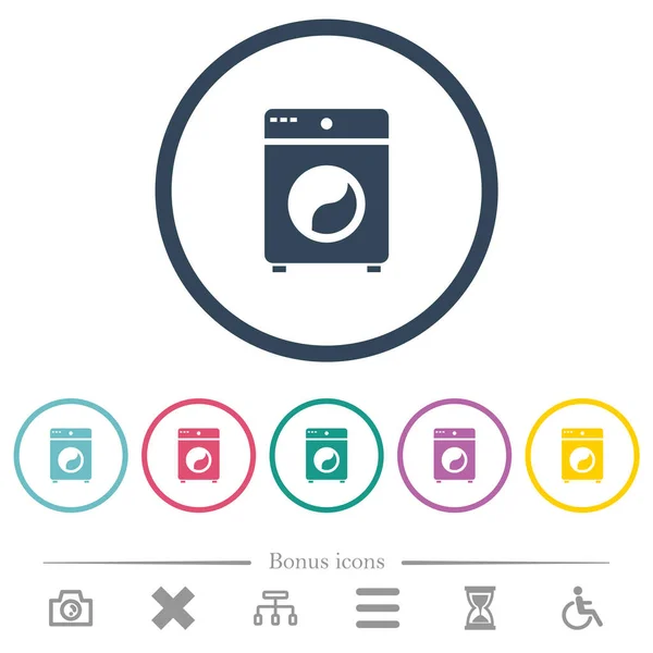 Máquina Lavar Ícones Cor Plana Contornos Redondos Ícones Bônus Incluídos —  Vetores de Stock