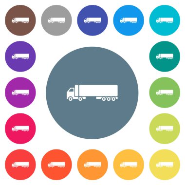 Camion kenarlı düz beyaz simgeler yuvarlak renkli arkaplanlar. 17 arkaplan renk varyasyonu dahil.