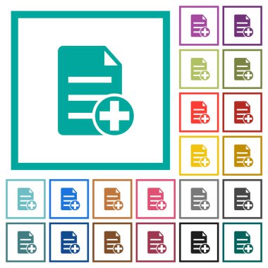 Beyaz arka plan üzerinde yeni belge düz renk simgeleri çeyreği çerçevelerle Ekle