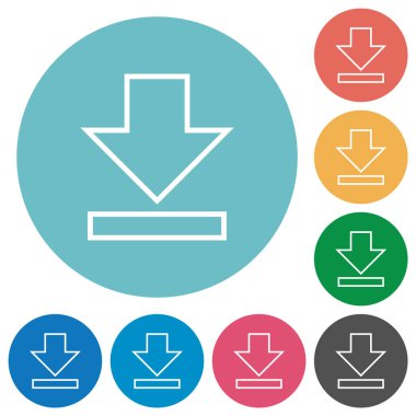 Yuvarlak renk arkaplanındaki düz beyaz simgeleri indir