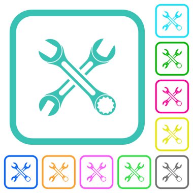 Beyaz arkaplan üzerinde eğri kenarlıklarda canlı renkli düz simgeler