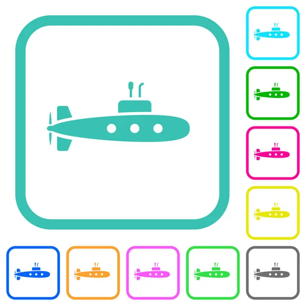 Boot Lebhafte Farbige Flache Symbole Geschwungenen Rändern Auf Weißem Hintergrund — Stockvektor