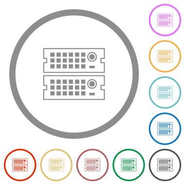 Sunucuları beyaz arkaplanda yuvarlak hatlarda düz renk simgelerini düzenle