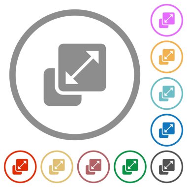 Beyaz arkaplanda düz renk simgelerini yuvarlak hatlarda yeniden boyutlandır