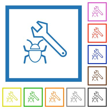 Beyaz arkaplanda kare çerçevelerdeki düz renk simgelerini düzeltme hatası