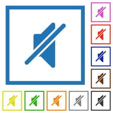 Beyaz arkaplanda kare çerçevelerdeki katı düz renk simgelerini kapat