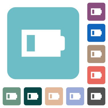 Renkli yuvarlak kare arkaplan üzerine tek yükleme birim beyaz simge ile düşük batarya