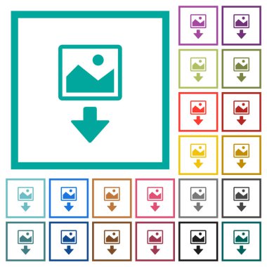 Download görüntü düz renk simgeleri beyaz arka plan üzerinde çeyreği çerçeveli