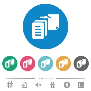 Düz beyaz simgeleri yuvarlak renkli arkaplanlarda taşı. 6 bonus simgesi dahil.