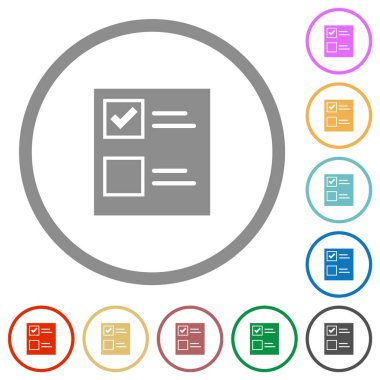 Beyaz arkaplanda yuvarlak çizgiler halinde düz renkli oy pusulası simgeleri