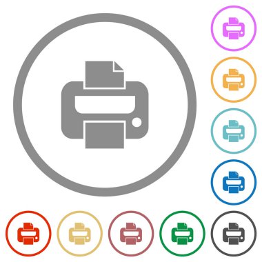 Beyaz arkaplanda yuvarlak hatlı düz renk simgelerini yazdır