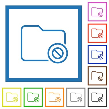 Dizin pasifleştirilmiş düz renk simgeleri beyaz arkaplanda kare çerçevelerde