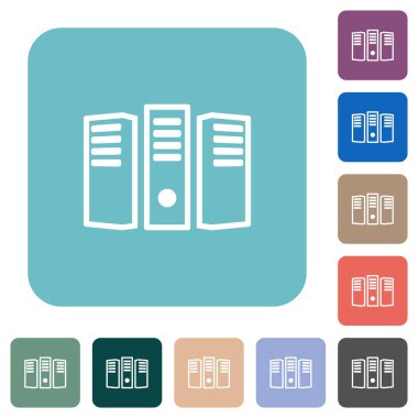 Sunucu, renkli yuvarlak kare arkaplan üzerine beyaz düz simgeler sunuyor