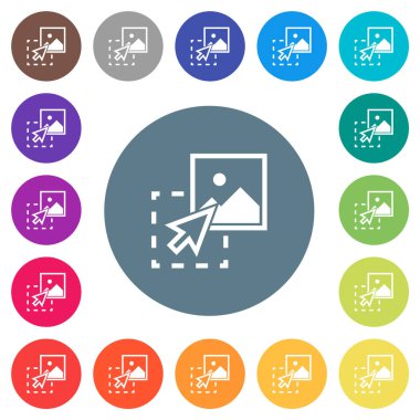 Düz beyaz simgeleri yuvarlak renk arkaplanlarına yüklemek için resmi sürükleyin. 17 arkaplan renk varyasyonu dahil.