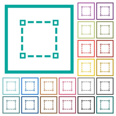 Seçim aracı beyaz arkaplan üzerinde çeyrek çerçeve içeren düz renk simgelerini ana hatlarıyla çizer