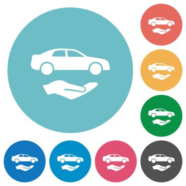 Yuvarlak renkli arkaplanda düz beyaz simgeler