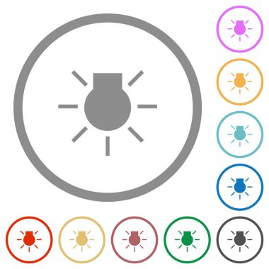 Otomobil park ışıkları göstergesi düz renk simgeleri beyaz arkaplanda yuvarlak ana hatlar