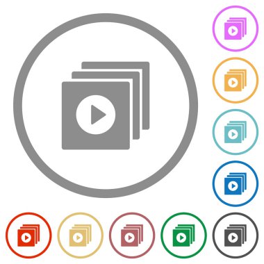 Dosyaları beyaz arkaplanda düz renkli simgelerle oynat