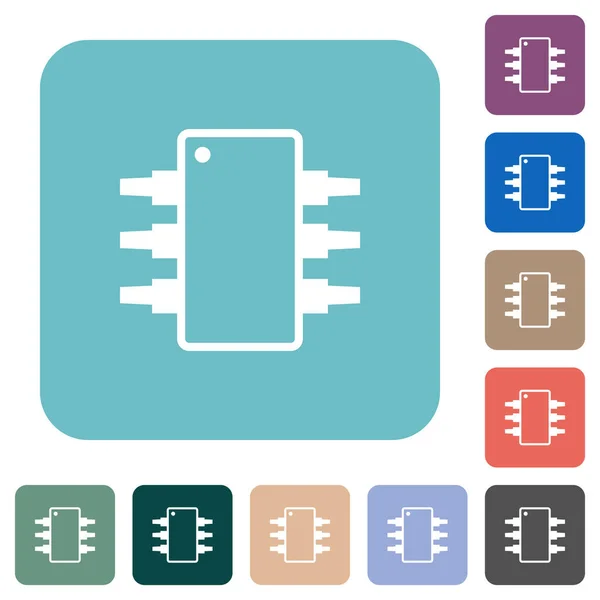 Circuito Integrado Versión Alternativa Iconos Planos Blancos Sobre Fondos Cuadrados — Vector de stock