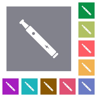 Basit renk kare arkaplan üzerinde elektronik sigara katı düz simgeler