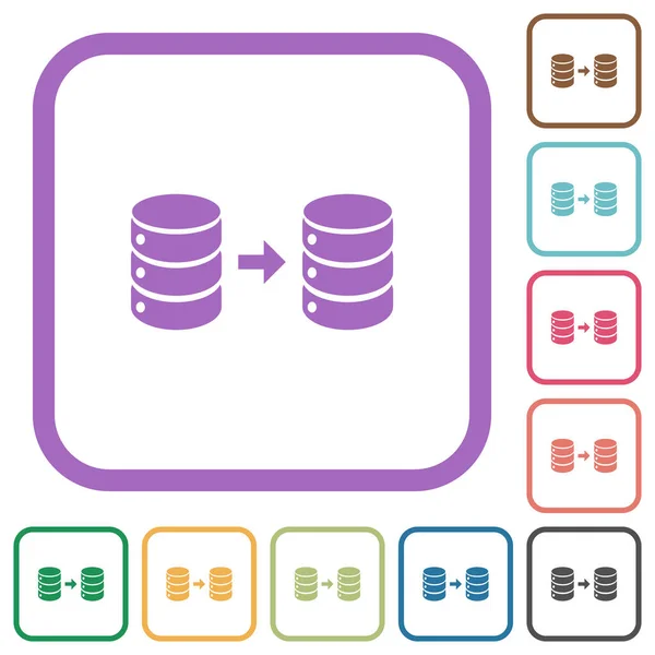 Base Datos Que Refleja Iconos Simples Marcos Cuadrados Redondeados Color — Vector de stock