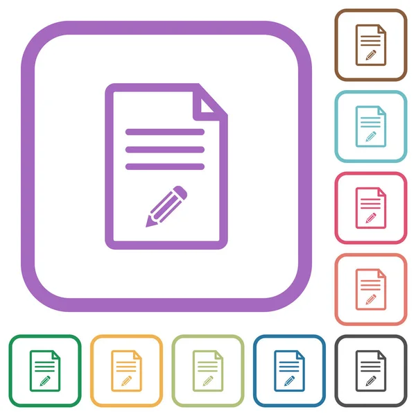 Modifier Document Contour Icônes Simples Couleur Arrondis Cadres Carrés Sur — Image vectorielle