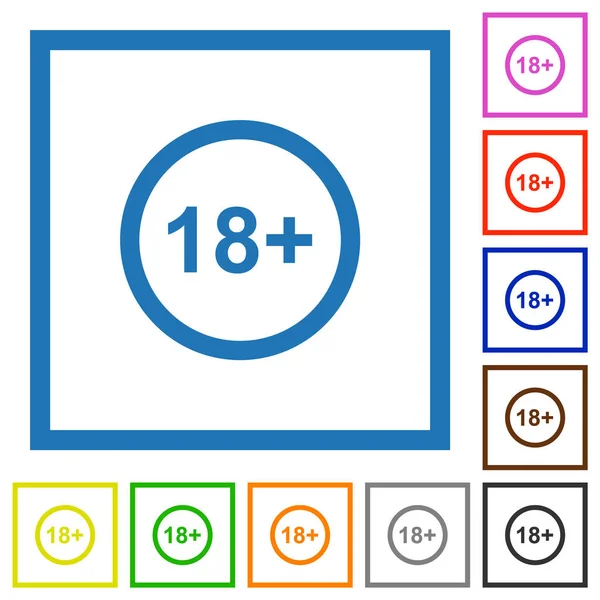 Permitido Por Encima Años Solo Iconos Color Plano Marcos Cuadrados — Archivo Imágenes Vectoriales