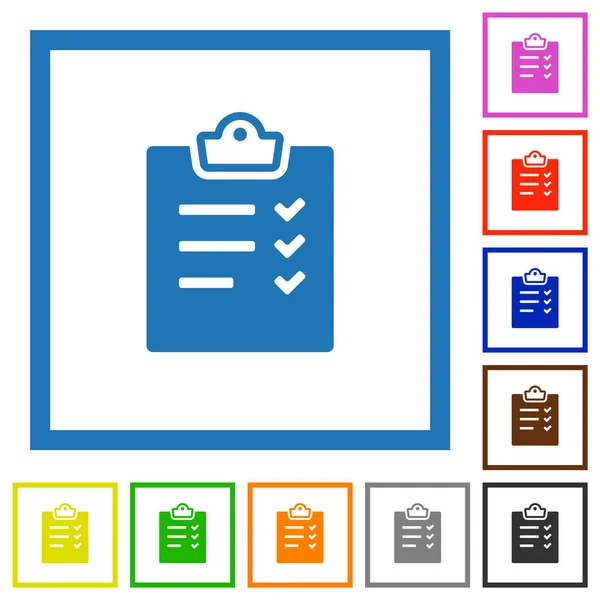 Taaklijst Alternatieve Platte Kleur Pictogrammen Vierkante Frames Witte Achtergrond — Stockvector