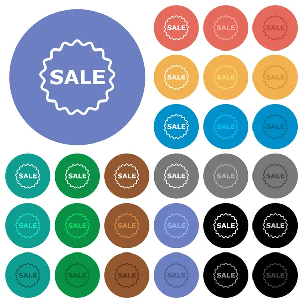 Sale Badge Outline Multi Colored Flat Icons Backgrounds Included White — Stock Vector