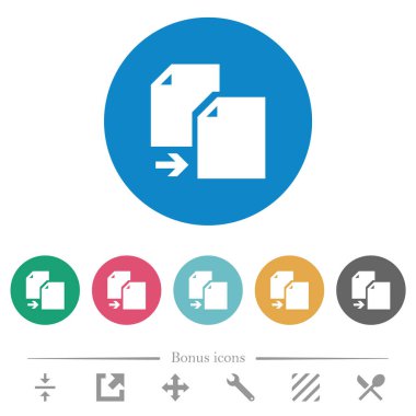 Düz beyaz simgeleri yuvarlak renk arkaplanlarına kopyala. 6 bonus simgesi dahil.