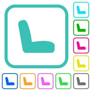 Araba koltuğu beyaz arkaplanda eğimli sınırlarda canlı renkli düz simgeler