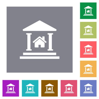 Basit renk kare arka planlarda emlak kredisi simgeleri