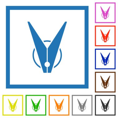 Beyaz arkaplanda kare çerçeveli düz renk simgeleri