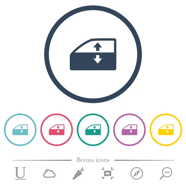 轿车电窗卷筒扁平的颜色图标圆形轮廓 包括6个奖金图标 — 图库矢量图片